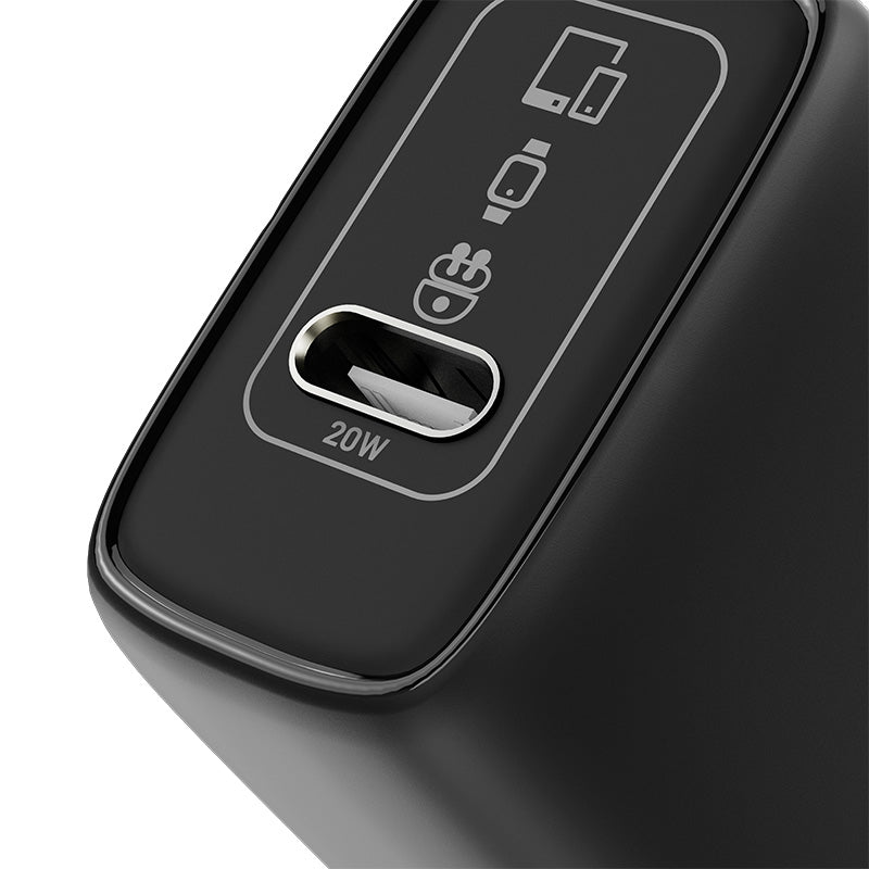 KlipXtreme – Chargeur mural USB-C GaN PowerWall 20W – Noir – KMC-050