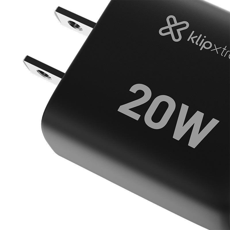 KlipXtreme – Chargeur mural USB-C GaN PowerWall 20W – Noir – KMC-050