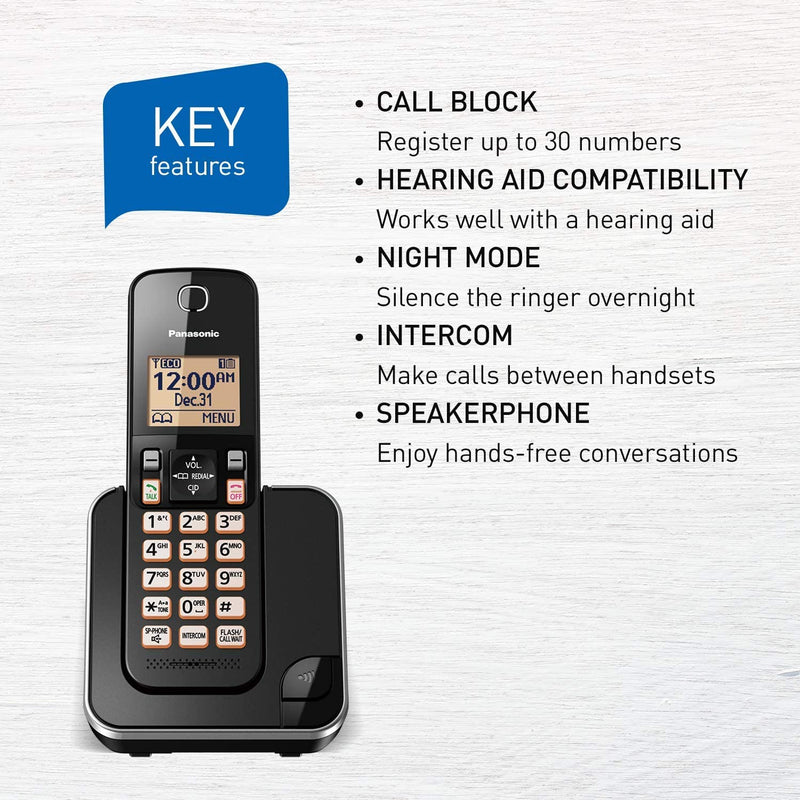 Panasonic KX-TGC380C Cordless Phone, 1 Handset — Refurbished