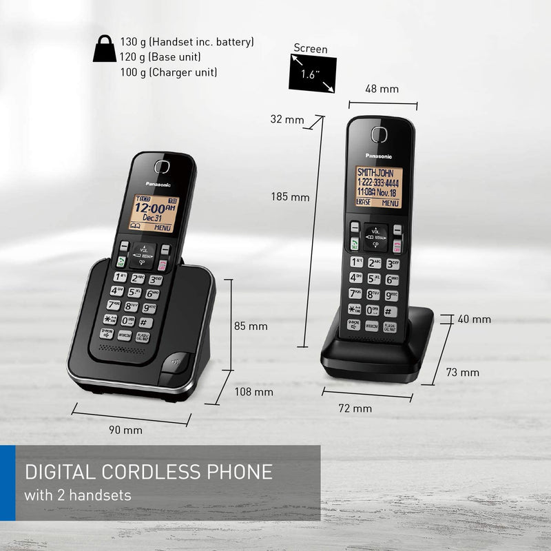 Panasonic KX-TGC382 Cordless Phone, 2 Handsets — Refurbished