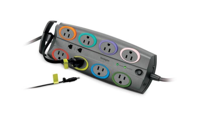 Kensington - Surge Protector 3090 Joules 8 Outlet SmartSockets Premium 8ft Cord - Limolin 