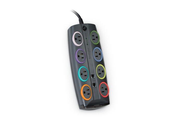 Kensington - Surge Protector 3090 Joules 8 Outlet SmartSockets Premium 8ft Cord - Limolin 