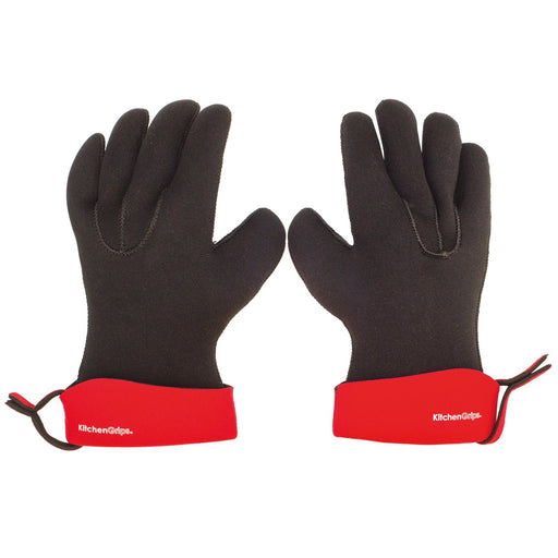 Kitchen Grips - Glove 5-Finger Small 26cm/10.25" Cherry/Blk FLXaPrene 2pc Set - Limolin 