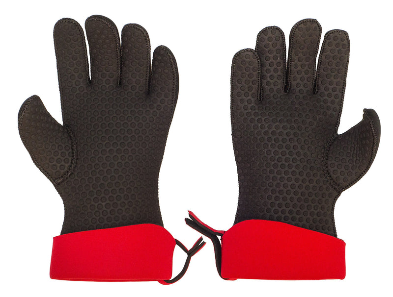 Kitchen Grips - Glove 5-Finger Small 26cm/10.25" Cherry/Blk FLXaPrene 2pc Set - Limolin 