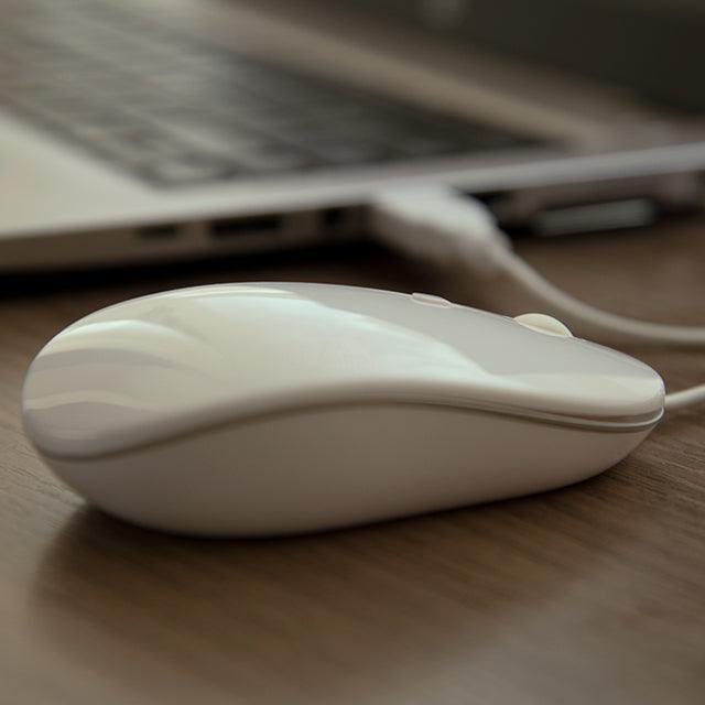 Klipxtreme - Mouse Wired 4 Button with Scroll Ambidextrous 1600dpi Ergonomic PC/Mac - White (KMO - 201WH) - Limolin 