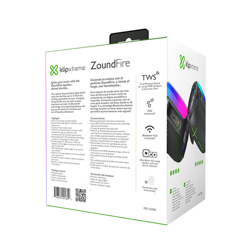 Klipxtreme - Speaker Bluetooth ZoundFire 12W Flame LED Lights TWS IPX6 - Limolin 