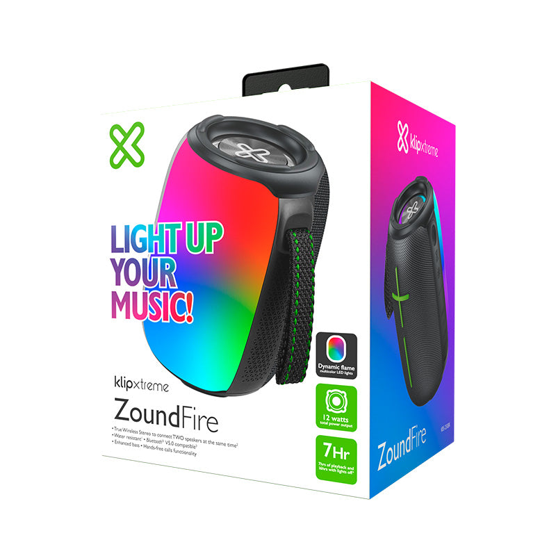 Klipxtreme - Speaker Bluetooth ZoundFire 12W Flame LED Lights TWS IPX6 - Limolin 