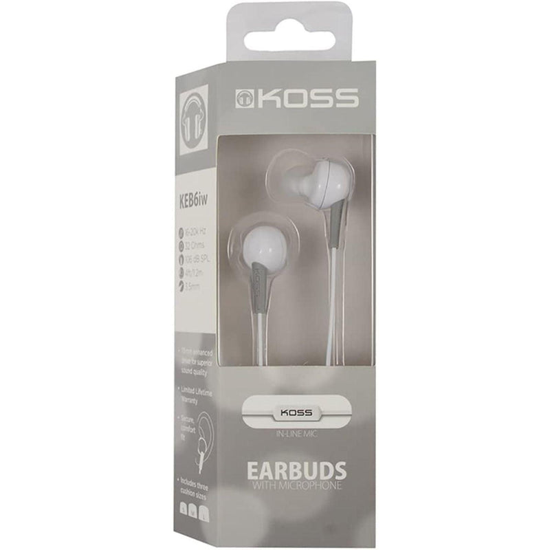 Koss - Earbud KEB6in Ear with Enhanced Driver & Mic White 35mm - Limolin 