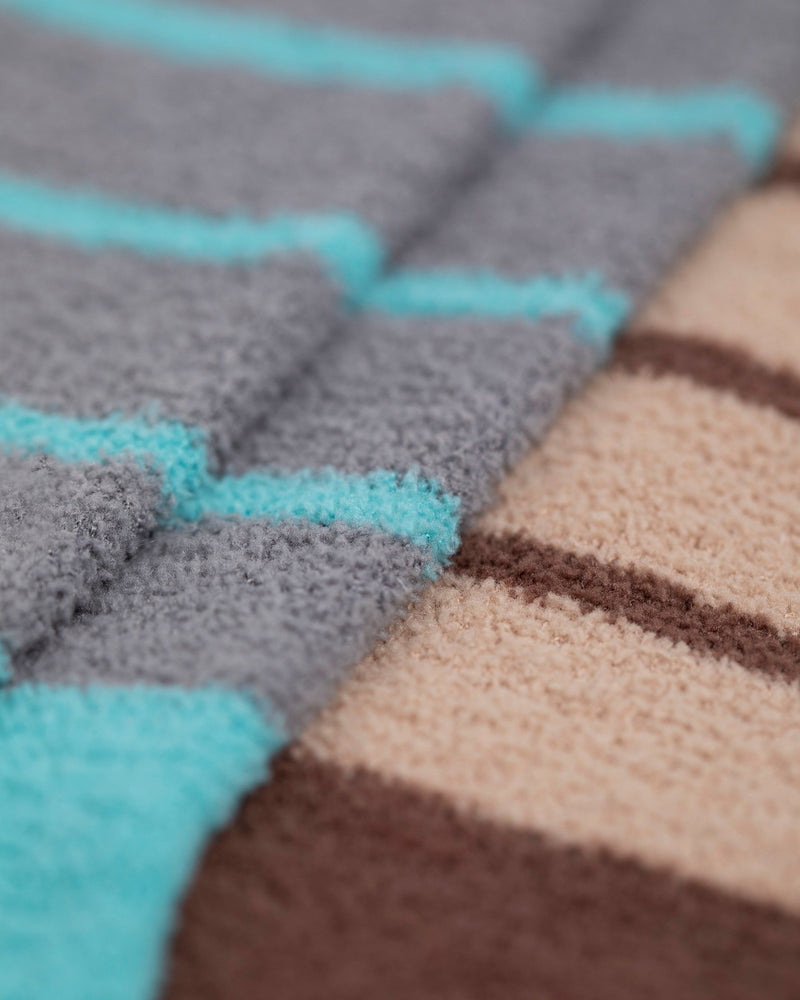 7AM - Long Socks Solid - Fuzzy - 3 pack - Choco & Pecan, Ash Rose & Vivid Pink, Gris & Bright Cyan - 2-4T