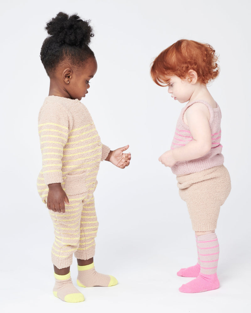 7AM - Long Socks Solid - Fuzzy - 3 pack - Choco & Pecan, Ash Rose & Vivid Pink, Gris & Bright Cyan - 2-4T