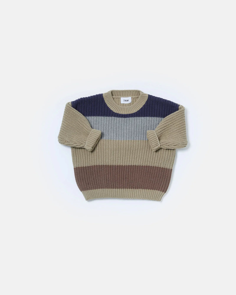 7AM - Boxy Sweater Color Block - Chunky