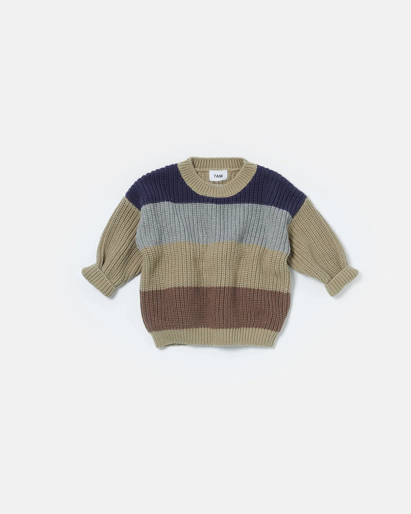 7AM - Boxy Sweater Color Block - Chunky