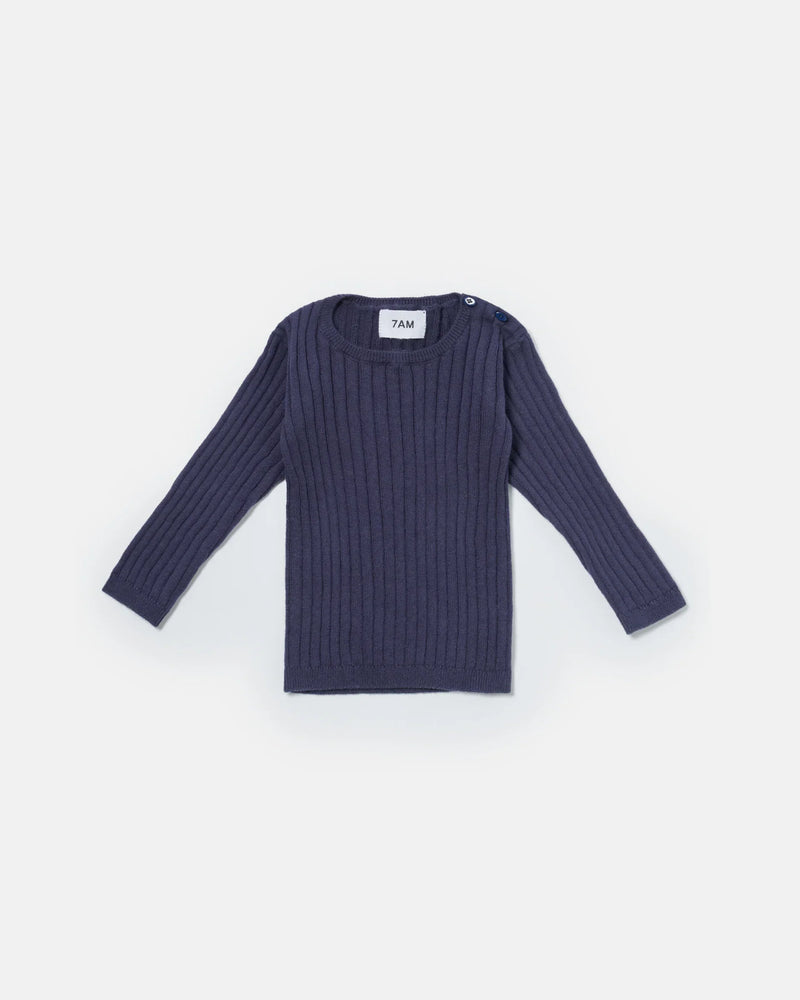7AM - Cotton Long Sleeve Top - Ribbed