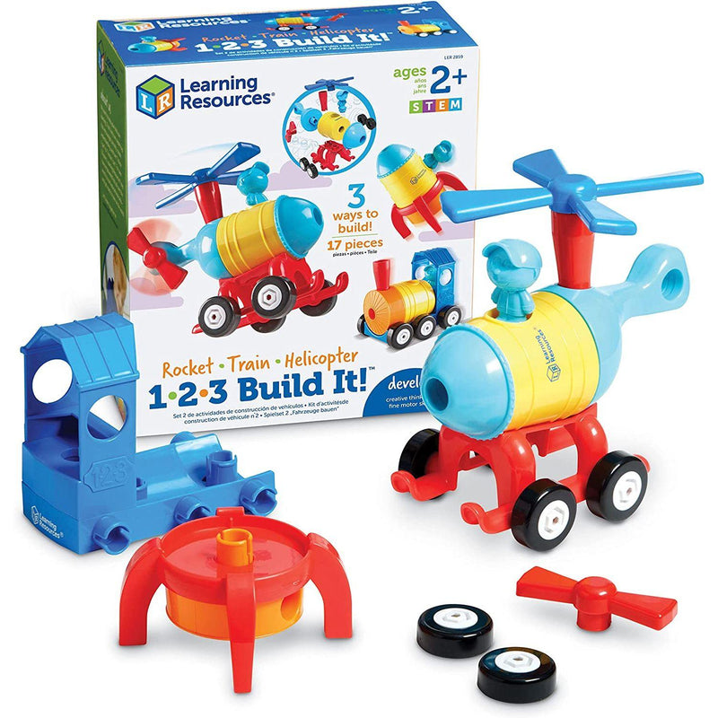 Learning Resources - 1-2-3 Build It! Rocket - Train - Copter - Limolin 