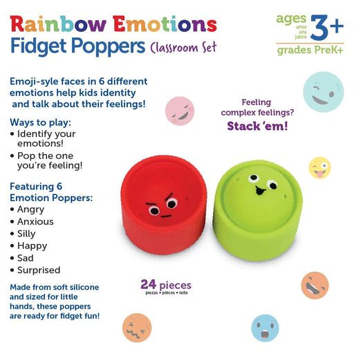 Learning Resources - Rainbow Emotions Fidget Poppers Classroom Set - Limolin 