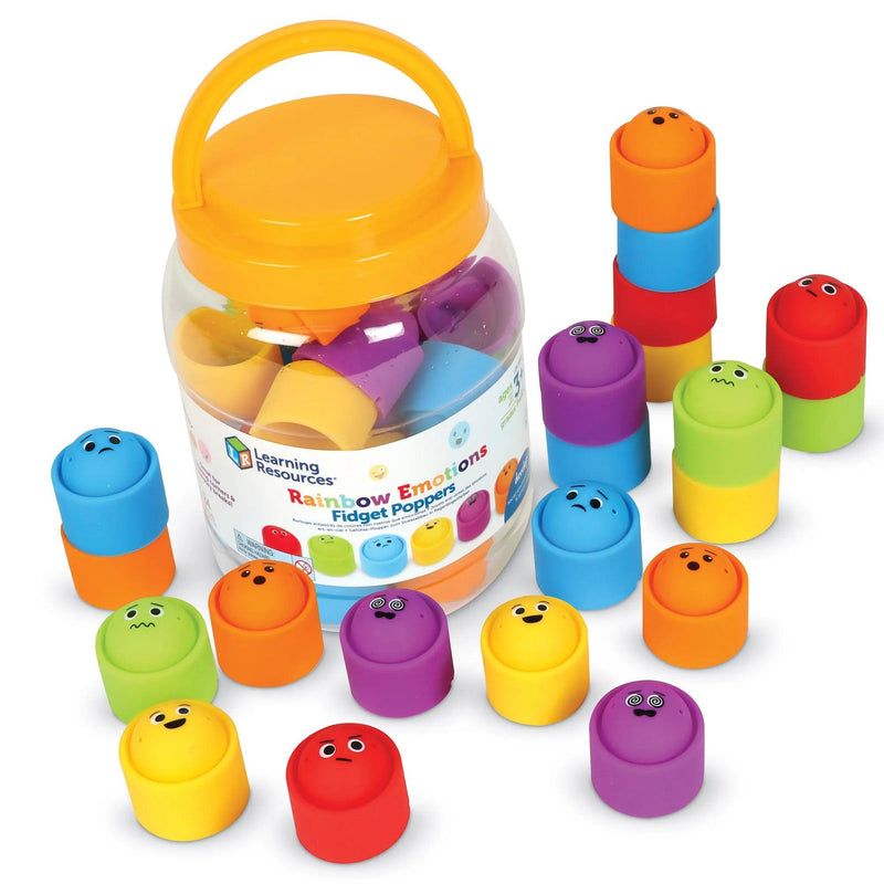 Learning Resources - Rainbow Emotions Fidget Poppers Classroom Set - Limolin 