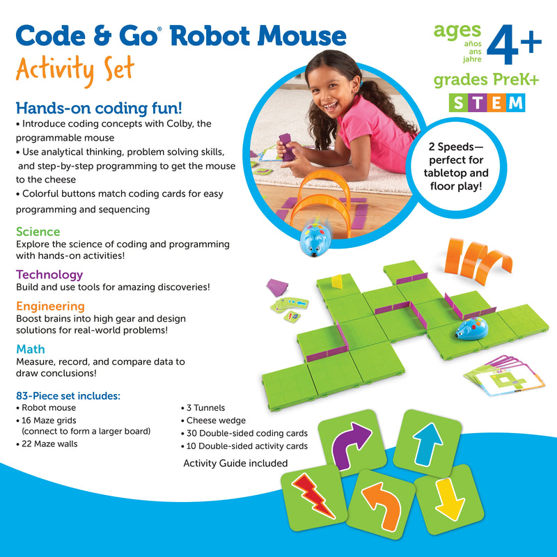 Learning Resources - Stem Robot Mouse Coding Activity Set - Limolin 