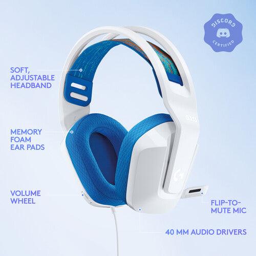 Logitech - Gaming Headset G335 with Boom Mic Adjustable Headband Volume Control Mute PC/Console 35mm - White/Blue - Limolin 