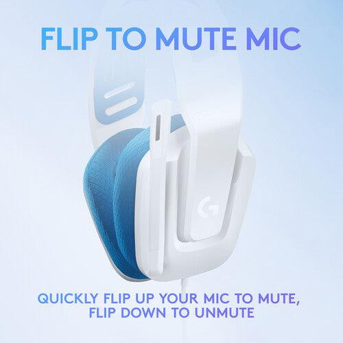 Logitech - Gaming Headset G335 with Boom Mic Adjustable Headband Volume Control Mute PC/Console 35mm - White/Blue - Limolin 