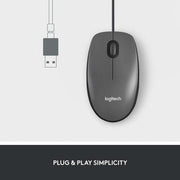 Logitech - Mouse Wired M100 Ambidextrous 3 Button with Scroll 1000dpi PC/Mac/Chrome/Linux - Black - Limolin 