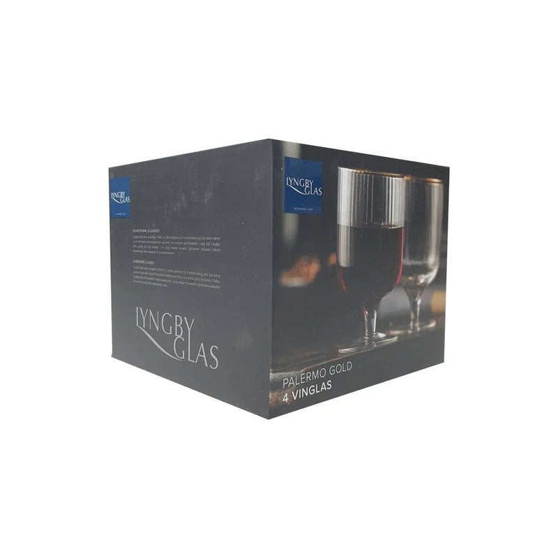 Lyngby - Palermo Wine Glass Gold 4/St 300ml/10oz - Limolin 
