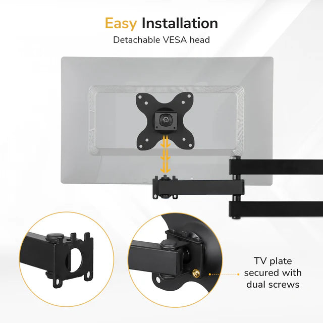 Mount-IT - TV Wall Mount Small Full Motion up to 30 In Vesa Extends to 15 In from Wall
