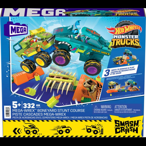 Mattel - MEGA BLOCKS - Hot Wheels Monster Trucks Snc Mega Wrex Boneyard Stunt Course - Limolin 