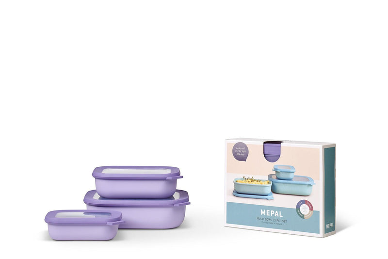 Mepal - Cirqula Multi-Bowl Low Rectangular 3-Part Set - Limolin 