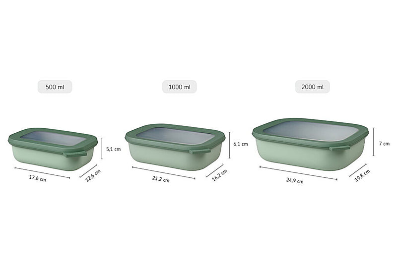 Mepal - Cirqula Multi-Bowl Low Rectangular 3-Part Set - Limolin 