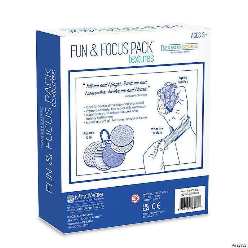 Mindware - Sensory Genius Fun & Focus Pack: Textures Fidget Toy Set - Limolin 