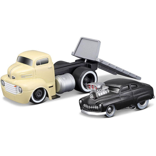 Muscle Machines - Model 05 1950 Ford COE Flatbed & 1949 Mercury Model 05 1/64 Die Cast Model Cars Toy - Limolin 