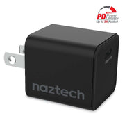 Naztech – 20W USB-C PD Mini Wall Charger – Black – front black mini charger