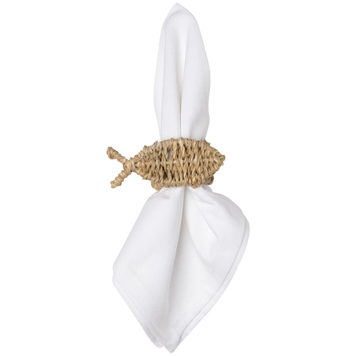 Marina Fish Seagrass Napkin Ring with napkin
