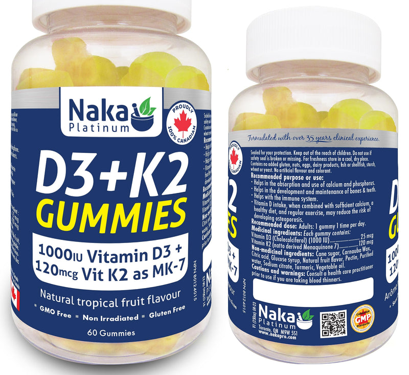 Naka Platinum - D3+K2 Gummies  60 gummies - Limolin 