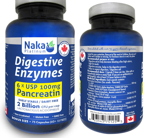 Naka Platinum - Digestive Enzymes 75caps - Limolin 