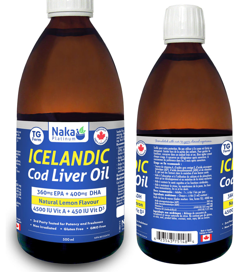 Naka Platinum - Icelandic Cod Liver Oil 500ml - Limolin 