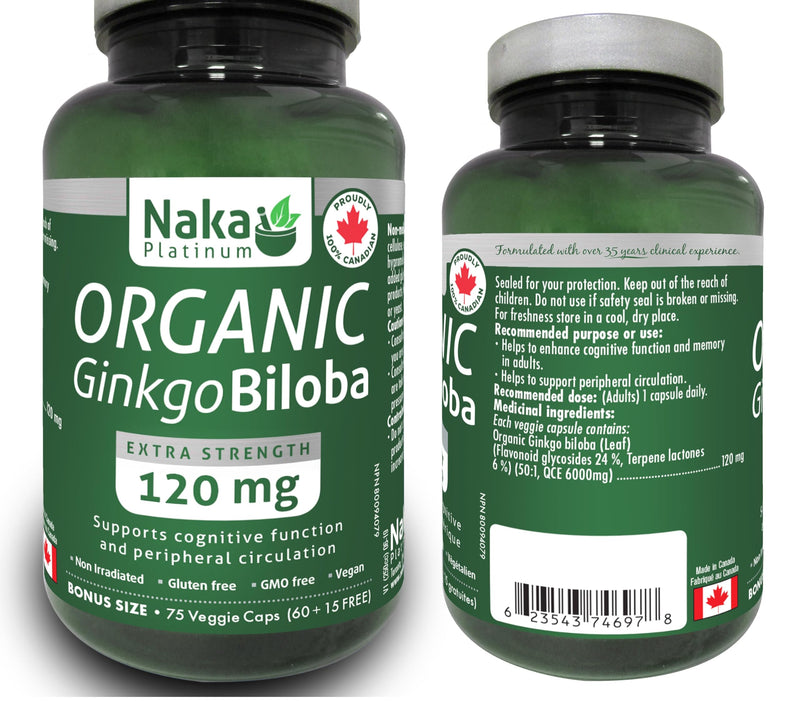 Naka Platinum - Organic Ginkgo Biloba 75 Vcaps - Limolin 