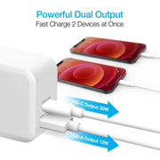 Naztech - 30W USB-C PD + 12W USB Fast Wall Charger | White - Limolin 