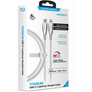 Naztech - Charge & Sync - TITANIUM USB-C to MFi Lightning Braided Fast Charge Cable | 6ft | White - Limolin 
