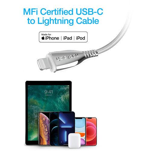 Naztech - Charge & Sync - TITANIUM USB-C to MFi Lightning Braided Fast Charge Cable | 6ft | White - Limolin 