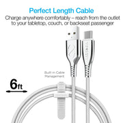 Naztech - Charge & Sync - USB-C to USB-A Titanium Braided | 6 foot - Limolin 