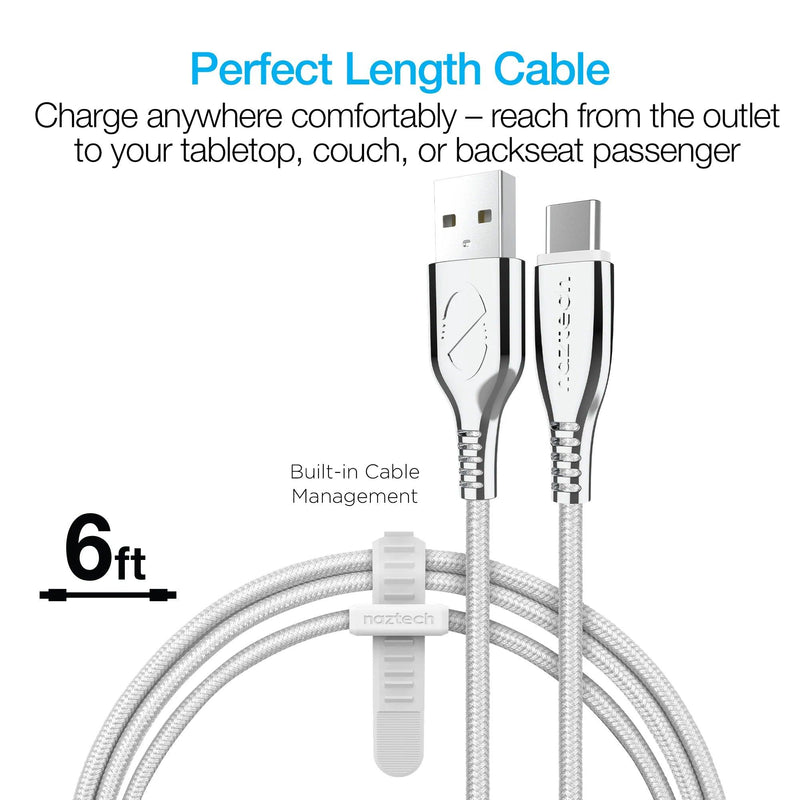 Naztech - Charge & Sync - USB-C to USB-A Titanium Braided | 6 foot - Limolin 