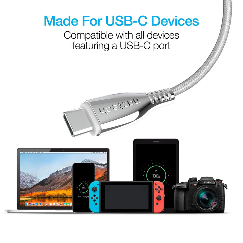 Naztech - Charge & Sync - USB-C to USB-A Titanium Braided | 6 foot - Limolin 