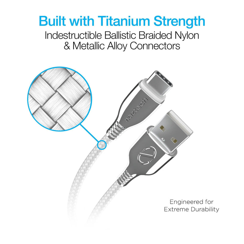 Naztech - Charge & Sync - USB-C to USB-A Titanium Braided | 6 foot - Limolin 
