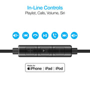 Naztech - Earbuds Lightning MFI Wired Platinum In Line Mic & Controls Hifi Digital Audio Dynamic Bass Aircraft Grade Aluminum - Black - Limolin 