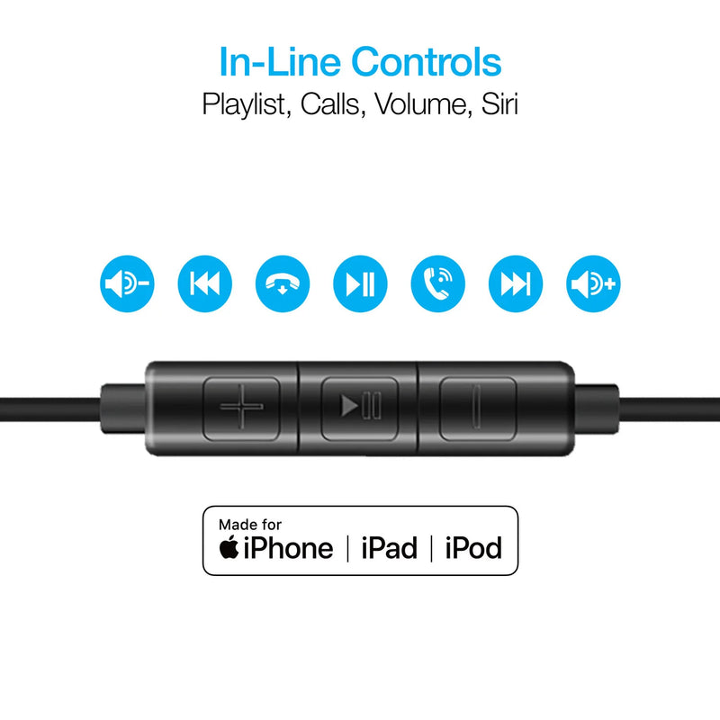 Naztech - Earbuds Lightning MFI Wired Platinum In Line Mic & Controls Hifi Digital Audio Dynamic Bass Aircraft Grade Aluminum - Black - Limolin 