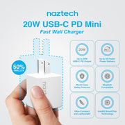 Naztech - Fast Wall Charger Block - 20W - White - Limolin 