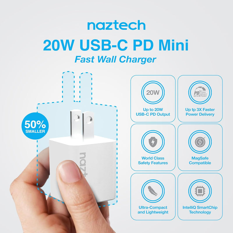 Naztech - Fast Wall Charger Block - 20W - White - Limolin 