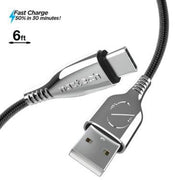 Naztech - TITANIUM USB to USB-C Braided Cable | 6ft | Black - Limolin 