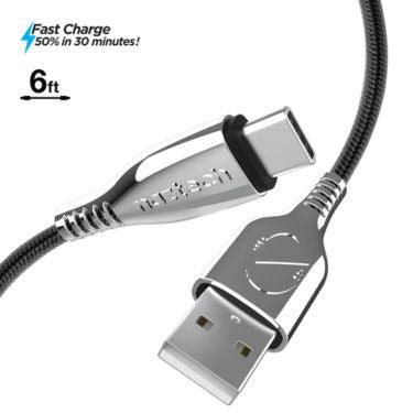 Naztech - TITANIUM USB to USB-C Braided Cable | 6ft | Black - Limolin 